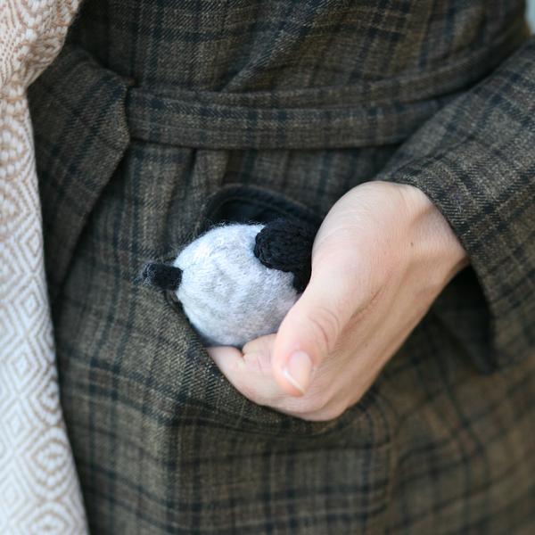 Felted Sheep Handwarmers Navy with Stripes