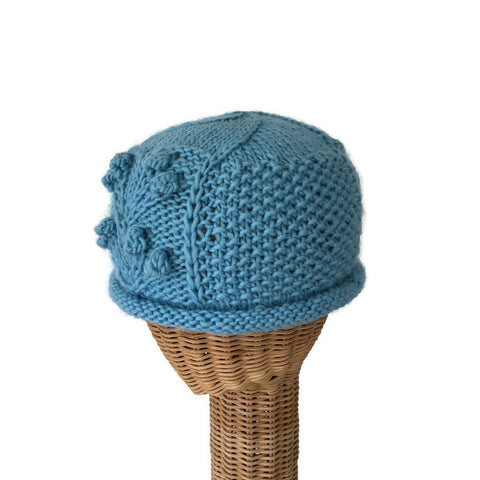 Fisherman Knit Style Beanie Aqua Blue