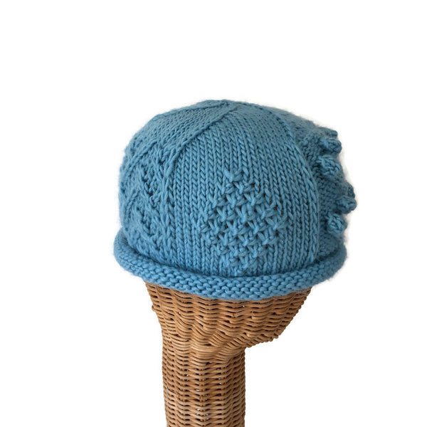 Fisherman Knit Style Beanie Aqua Blue