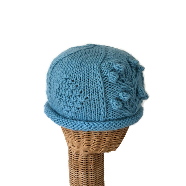 Fisherman Knit Style Beanie Aqua Blue