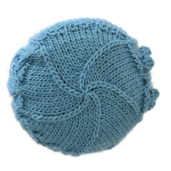 Fisherman Knit Style Beanie Aqua Blue