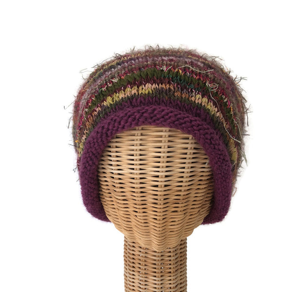 Mauve with Olive Slouchy Hat