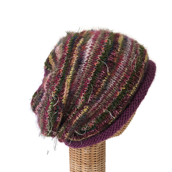 Mauve with Olive Slouchy Hat