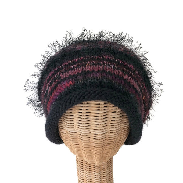 Black and Mauve Slouchy Hat