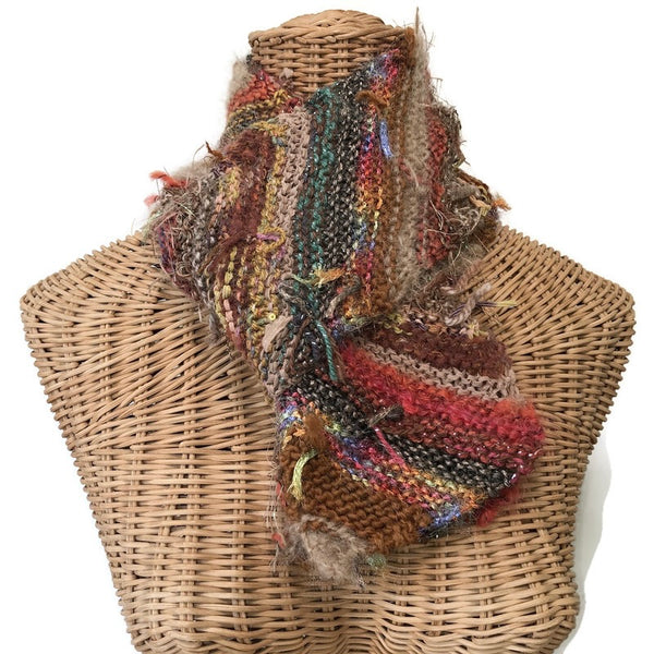 Boho Style Scarf Brown Bias Knit