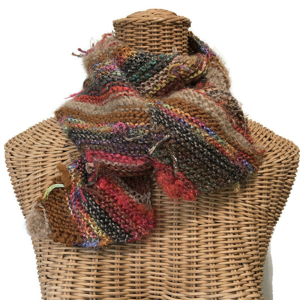 Boho Style Scarf Brown Bias Knit