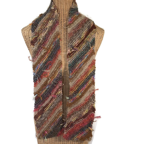 Boho Style Scarf Brown Bias Knit