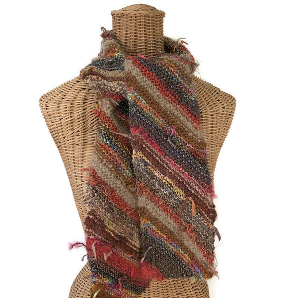 Boho Style Scarf Brown Bias Knit