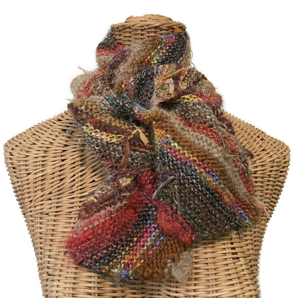 Boho Style Scarf Brown Bias Knit