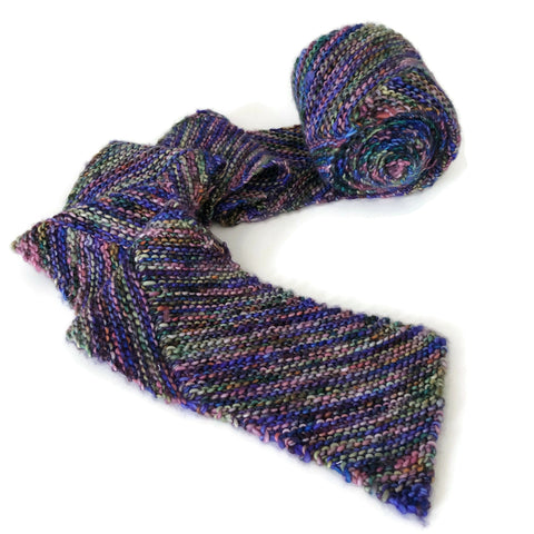 Diagonal Knit Long and Skinny Scarf