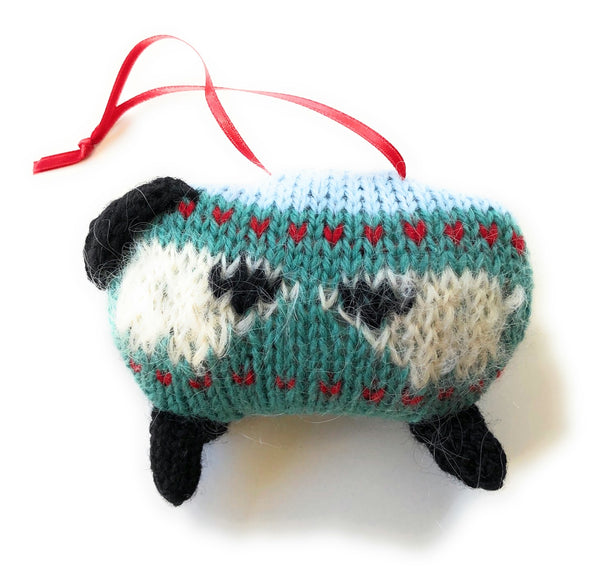 Hand Knit Sheep Ornament "Sheep in the Meadow"