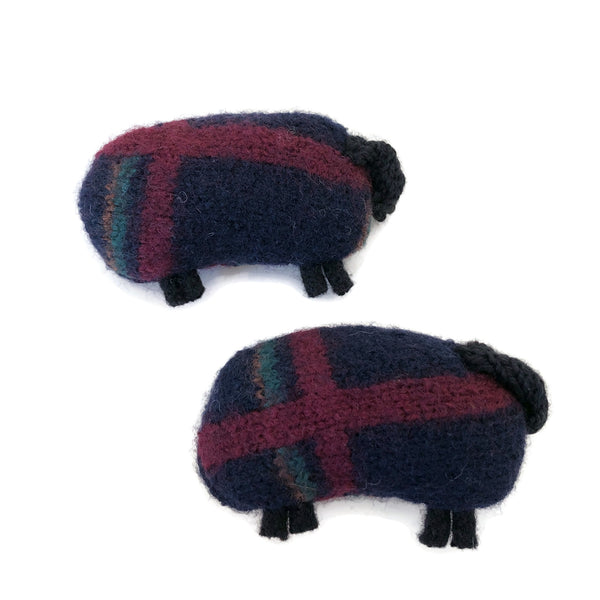 Felted Sheep Handwarmers Navy with Stripes