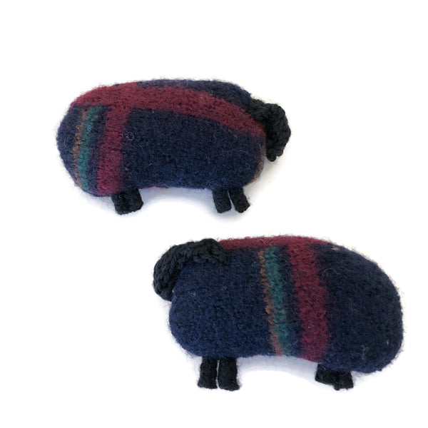 Felted Sheep Handwarmers Navy with Stripes