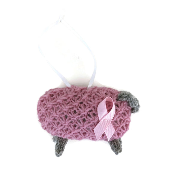 Hand Knit Sheep Ornament "Pinky"