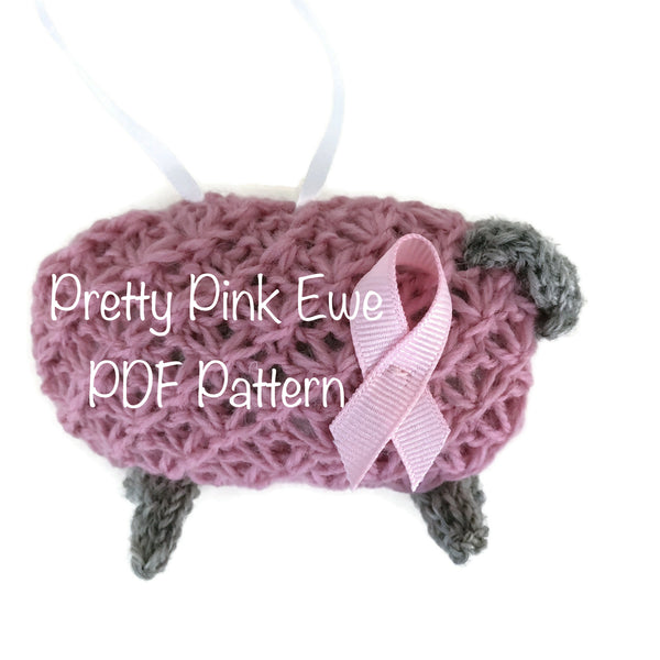 Hand Knit Sheep Ornament "Pinky"