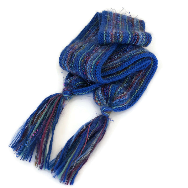 Hand Knit Blue Scarf