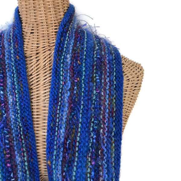 Hand Knit Blue Scarf