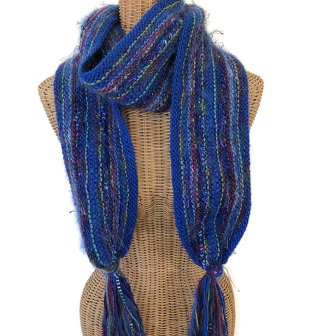 Hand Knit Blue Scarf