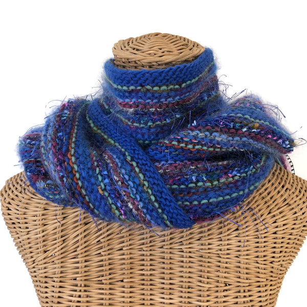 Hand Knit Blue Scarf