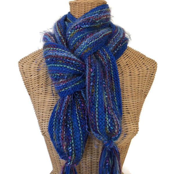 Hand Knit Blue Scarf