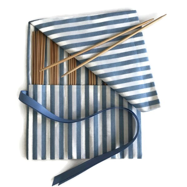 Double Point Needle Roll Up 6 Pockets Blue Stripe