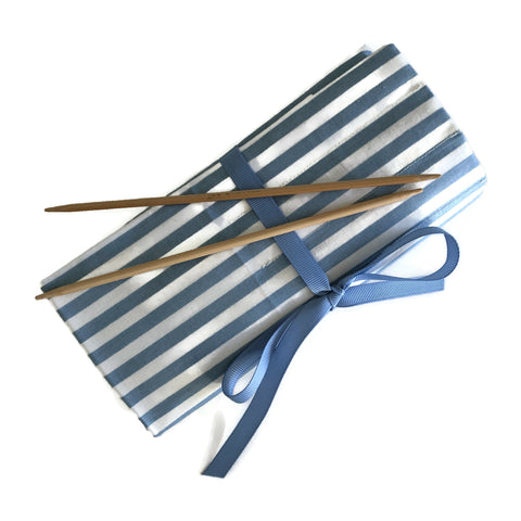 Double Point Needle Roll Up 6 Pockets Blue Stripe