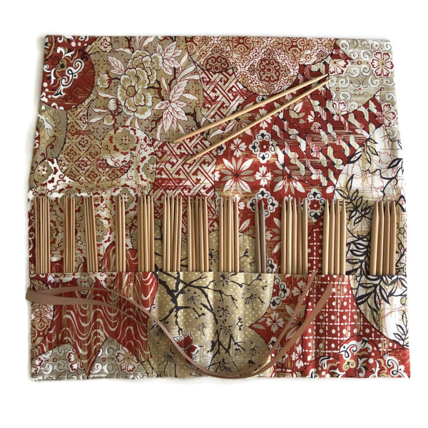 Double Point Needle Roll Up 12 Pockets Asian Motif