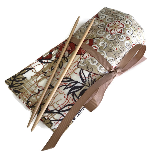 Double Point Needle Roll Up 12 Pockets Asian Motif