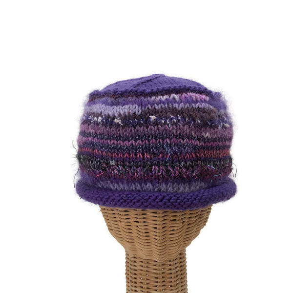 Purple Rolled Brim Beanie