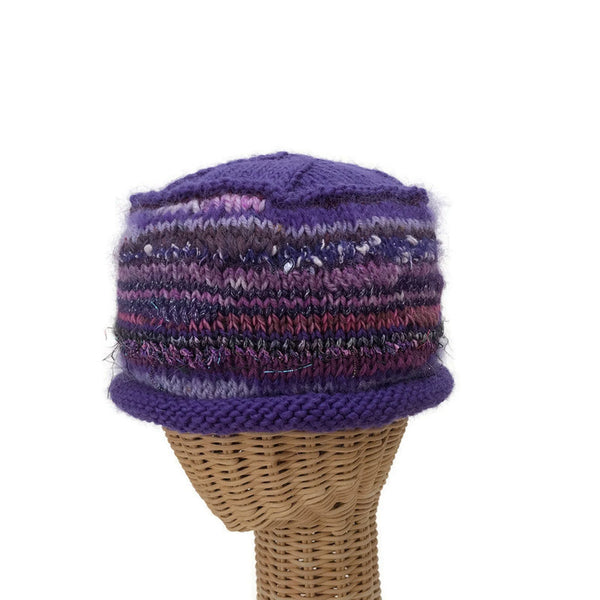 Purple Rolled Brim Beanie