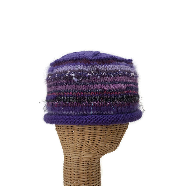 Purple Rolled Brim Beanie