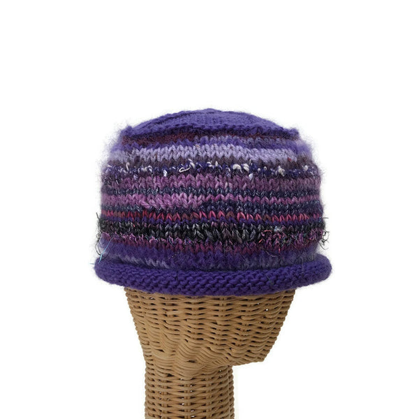 Purple Rolled Brim Beanie