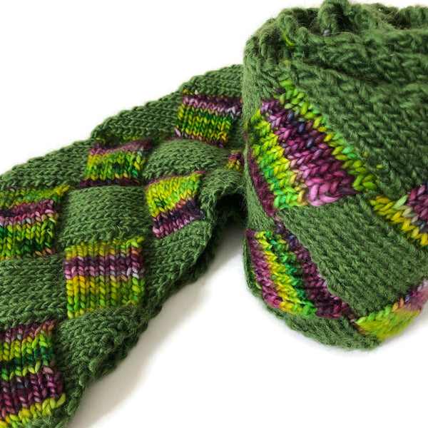 Entrelac Scarf Green