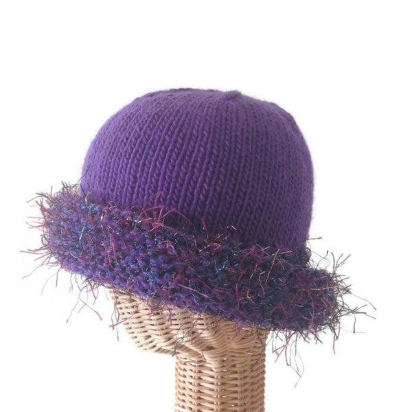 Cloche Fold Back Brim Purple Boutique Wool