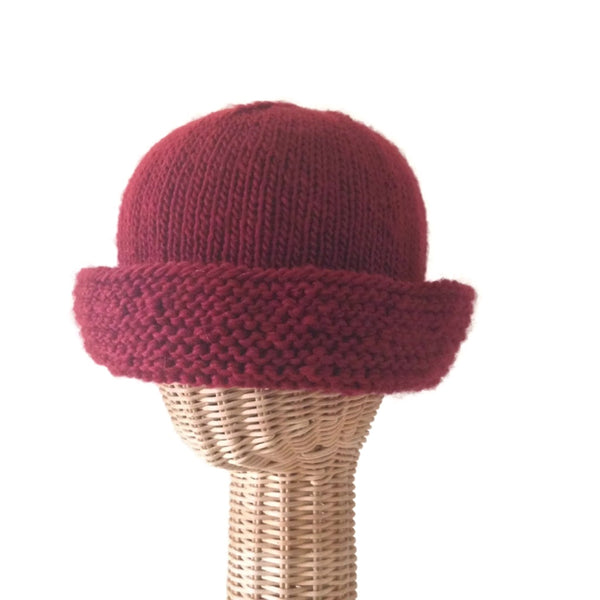 Cloche Fold Back Brim Red Wool