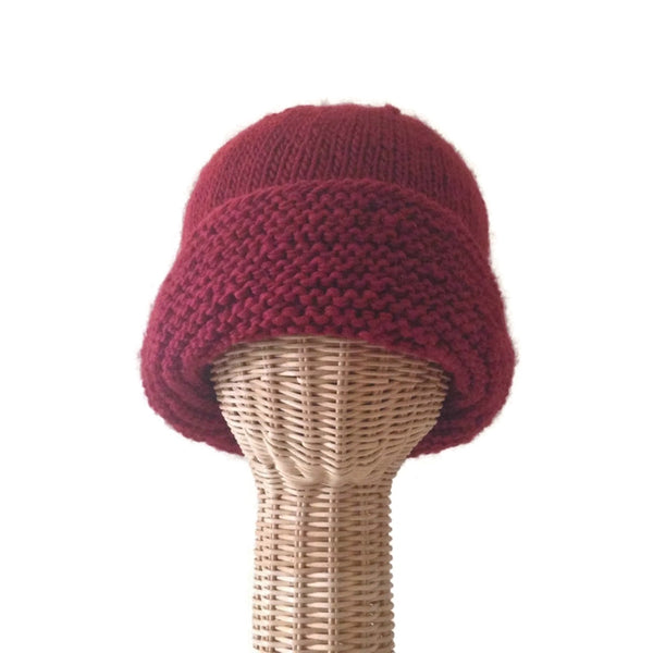 Cloche Fold Back Brim Red Wool