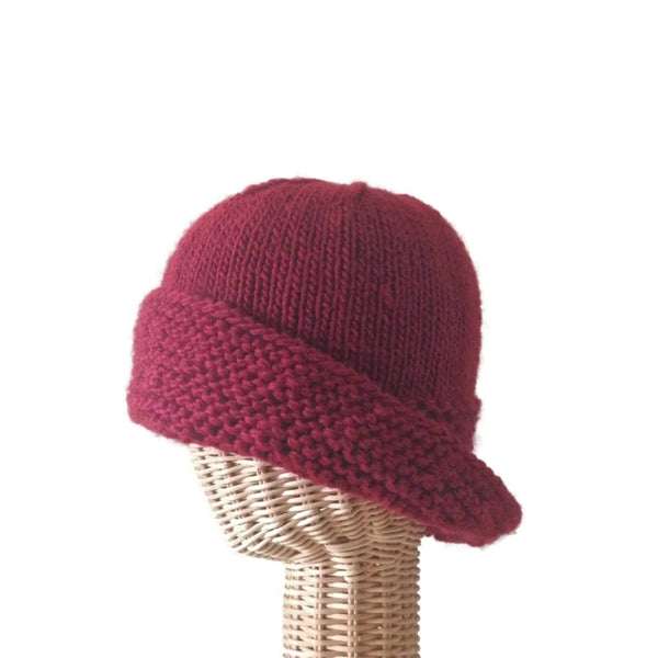 Cloche Fold Back Brim Red Wool