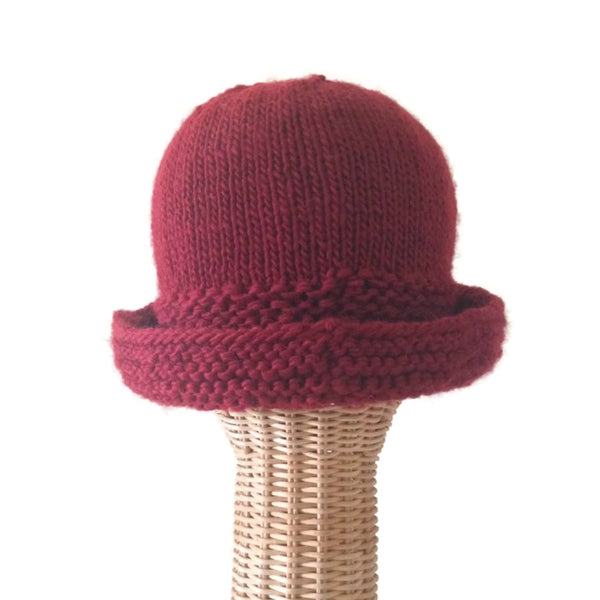 Cloche Fold Back Brim Red Wool