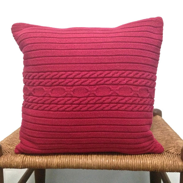 Sweater Pillow Set Red Cable