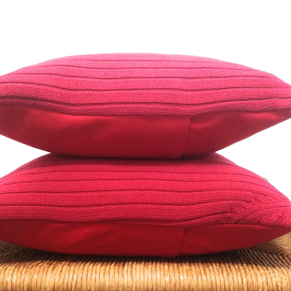 Sweater Pillow Set Red Cable