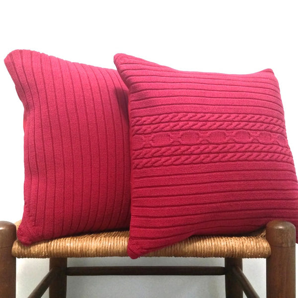 Sweater Pillow Set Red Cable