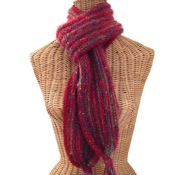 Hand Knit Scarf Red