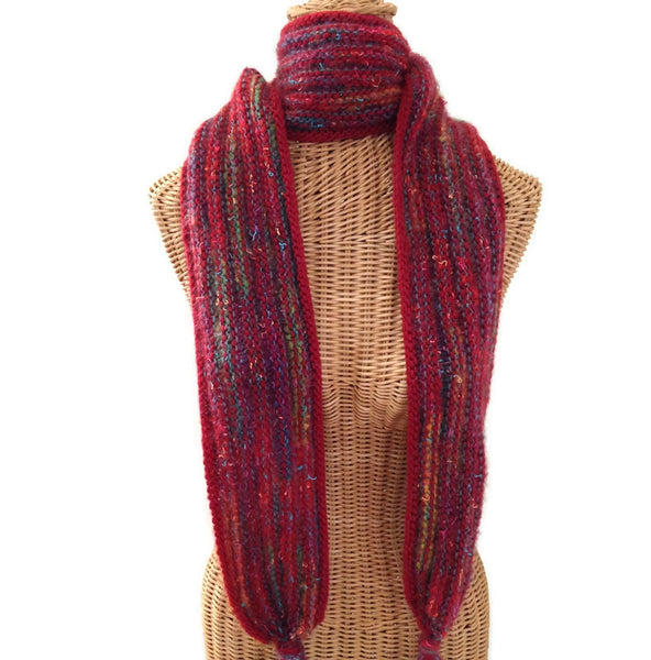 Hand Knit Scarf Red