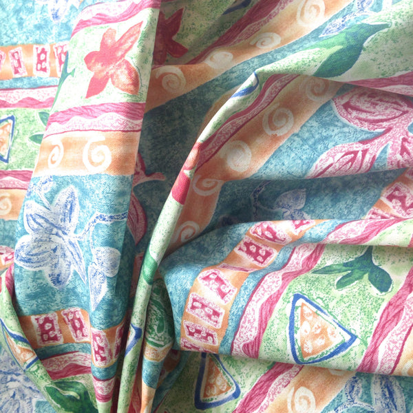 Fabric Abstract Floral Fuchsia Turquoise - Buttermilk Cottage