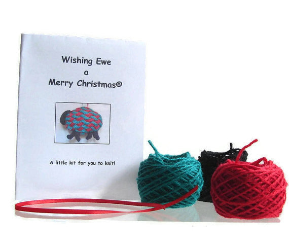 Hand Knit Sheep Ornament "Wishing Ewe a Merry Christmas" - Buttermilk Cottage