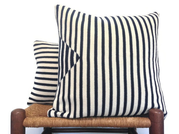 Sweater Pillow Set Navy Stripe - Buttermilk Cottage - 1