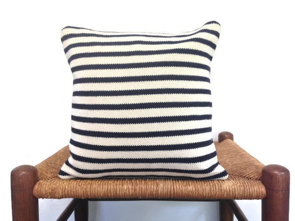 Sweater Pillow Set Navy Stripe - Buttermilk Cottage - 3