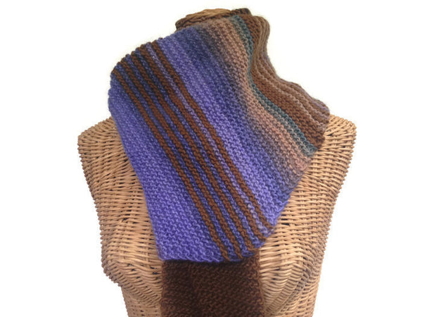 Triangular Scarf Wool Brown Violet - Buttermilk Cottage