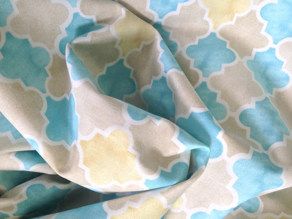 Fabric "Beach Walk" by Laurette Designs Beige Turquoise - Buttermilk Cottage