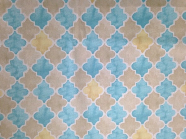 Fabric "Beach Walk" by Laurette Designs Beige Turquoise - Buttermilk Cottage